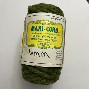 Vintage Maxi Cord 6mm 55 Yards Macrame Crochet Basketry Weaving Knotting Green
